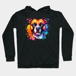 Bright Watercolor Staffordshire Terrier Hoodie